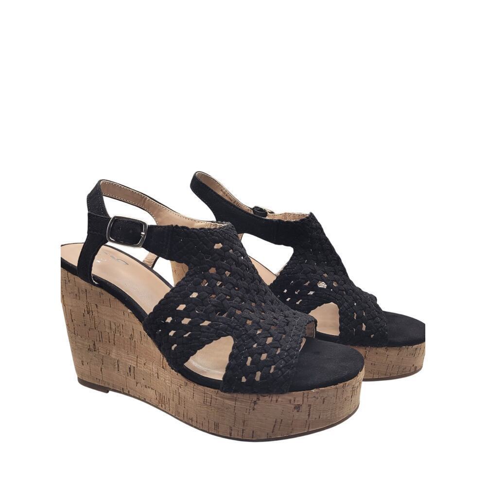 Mix No‎ 6 Black Wedge Sandals 4" Heel Like New! Sz 8.5M